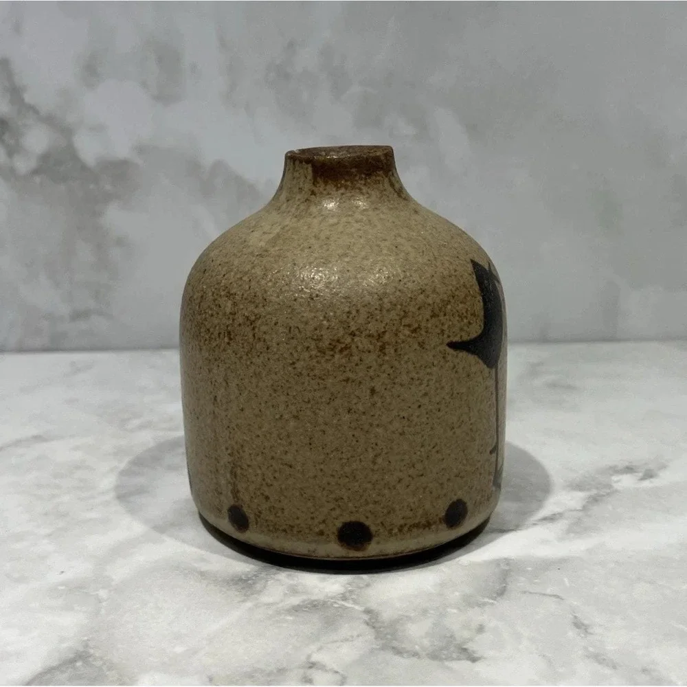 Vintage Otagiri OMC Japan Pottery Small Weed Pot Vase Brown 3